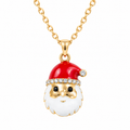 Christmas Necklace | Santa Snowman Stocking Gold Holiday Jewelry